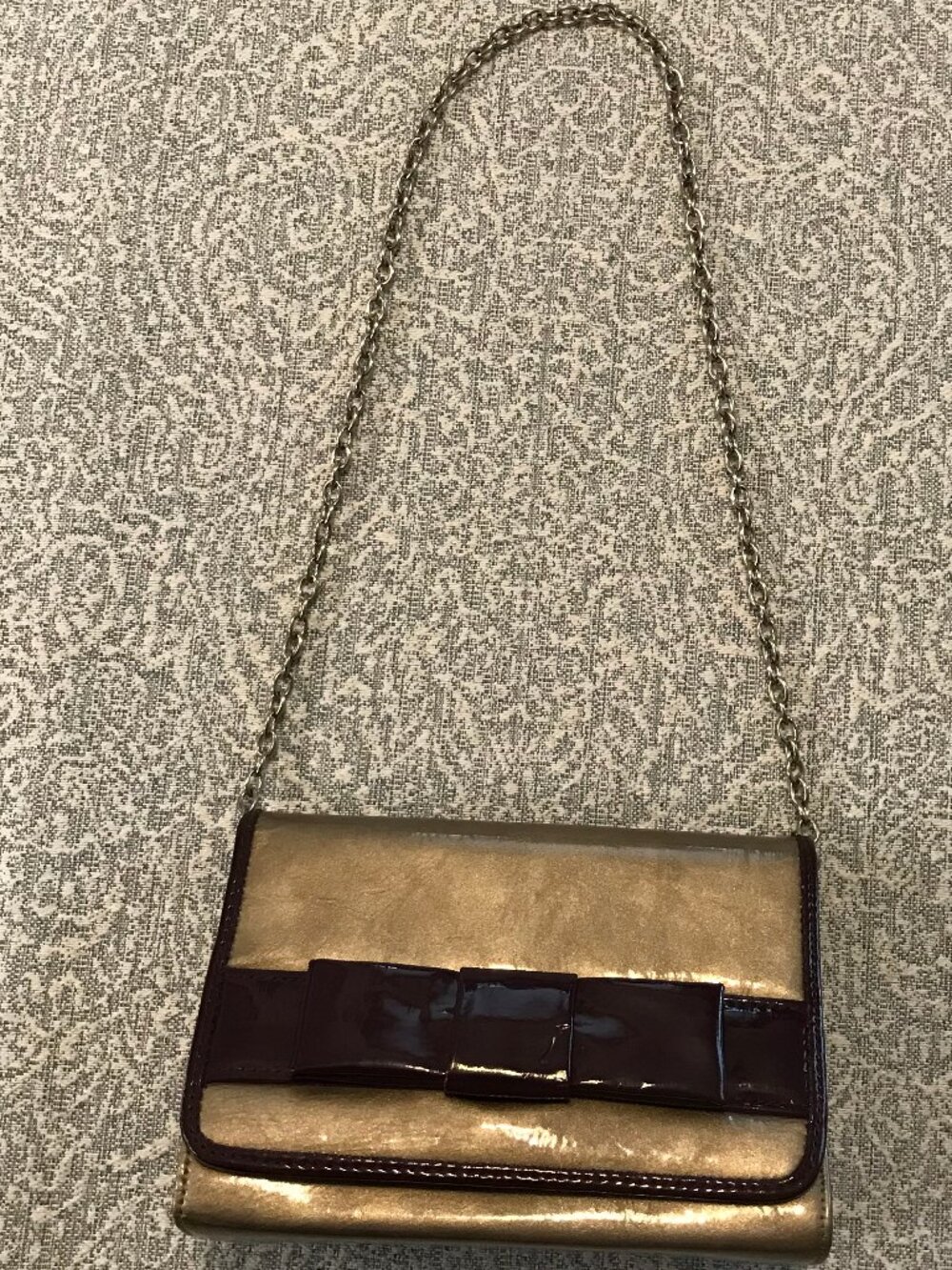 Chic Metallic Bronze Convertible Chain Clutch Shoulder Bag